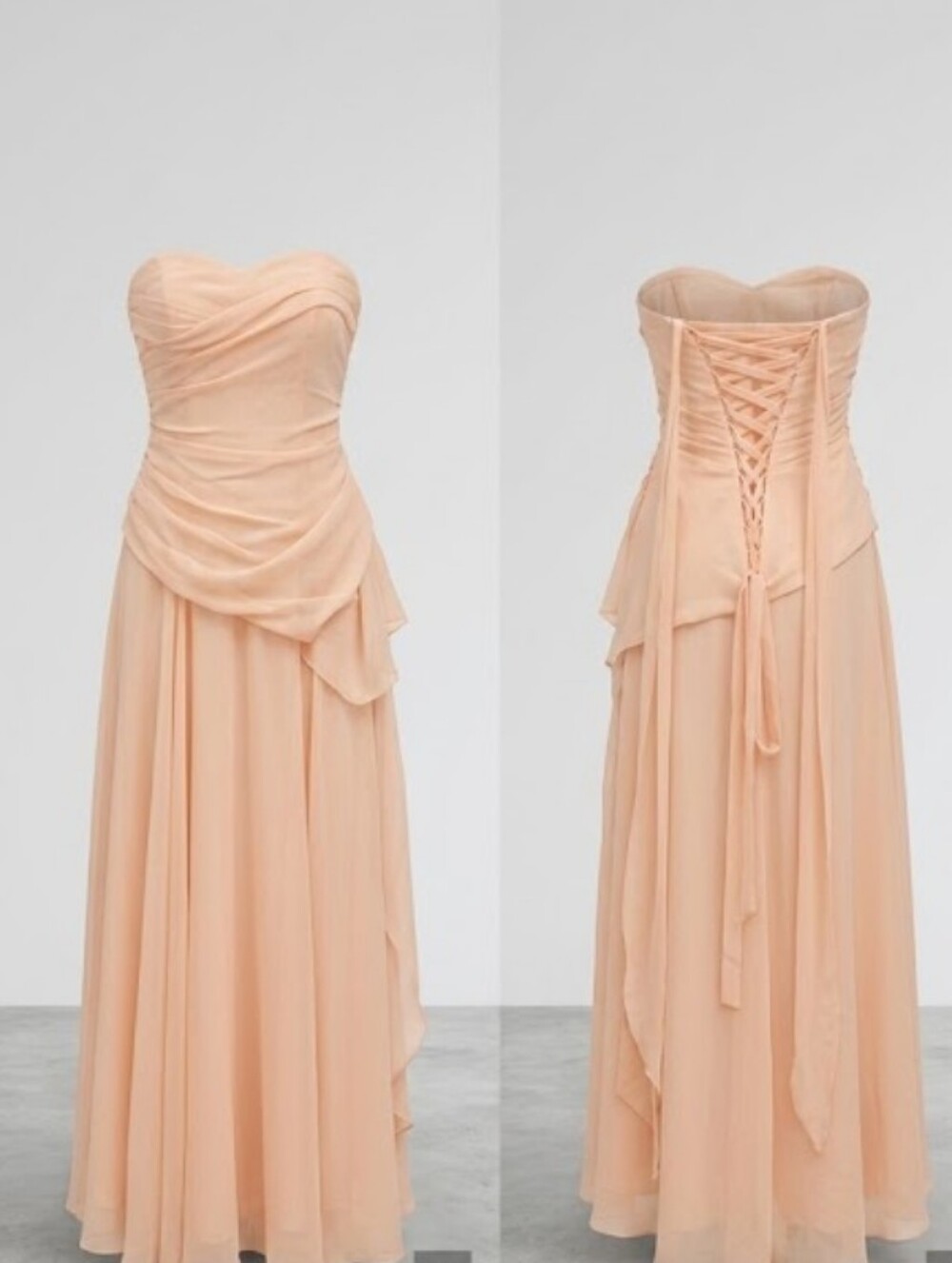Fashion Brand Company Strapless Chiffon Maxi Dress in Peach